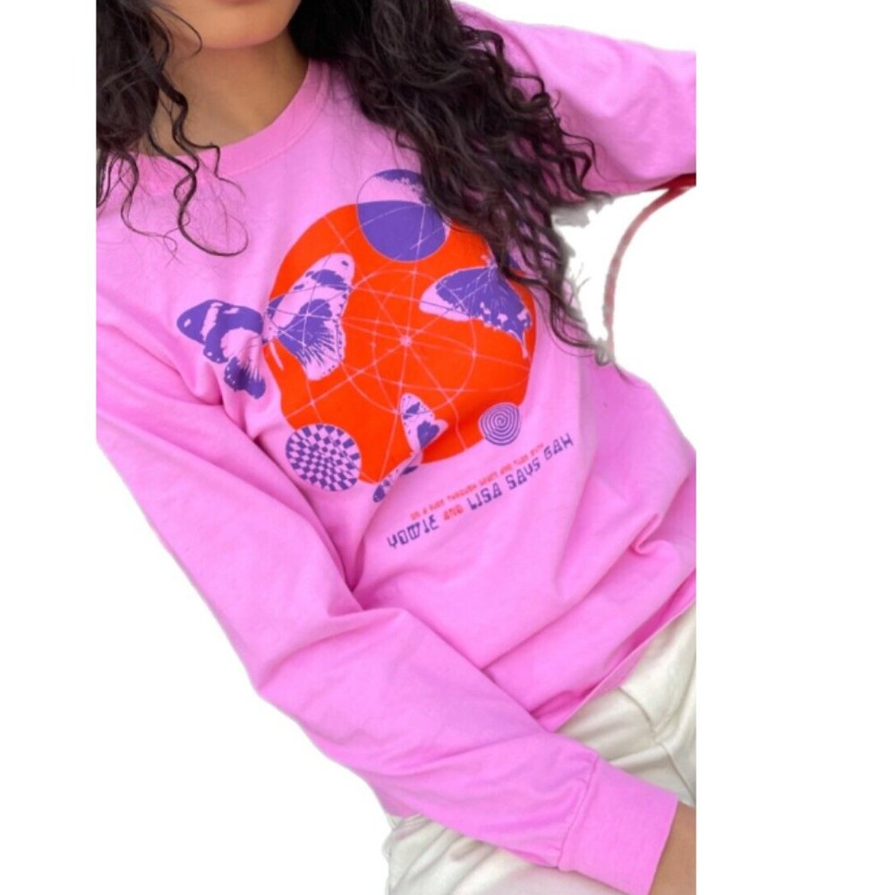 Lisa Says Gah x Yowie Pink Butterfly Long-Sleeve T-Shirt